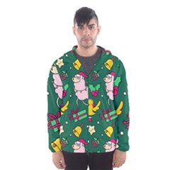 Funny Decoration Christmas Pattern Background Men s Hooded Windbreaker by Vaneshart