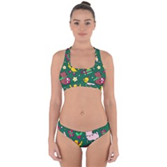 Funny Decoration Christmas Pattern Background Cross Back Hipster Bikini Set by Vaneshart