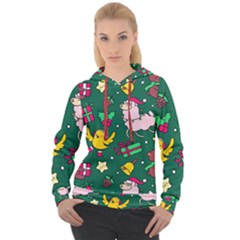 Funny Decoration Christmas Pattern Background Women s Overhead Hoodie by Vaneshart