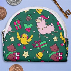 Funny Decoration Christmas Pattern Background Horseshoe Style Canvas Pouch