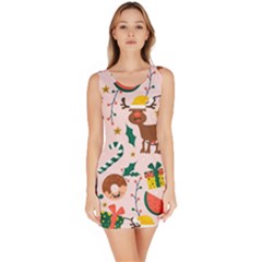 Colorful Funny Christmas Pattern Merry Xmas Bodycon Dress by Vaneshart