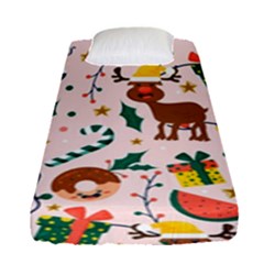 Colorful Funny Christmas Pattern Merry Xmas Fitted Sheet (single Size) by Vaneshart