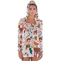 Colorful Funny Christmas Pattern Merry Xmas Long Sleeve Hooded T-shirt View1