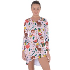 Colorful Funny Christmas Pattern Merry Xmas Asymmetric Cut-out Shift Dress by Vaneshart