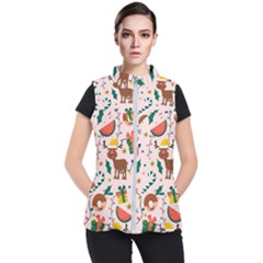 Colorful Funny Christmas Pattern Merry Xmas Women s Puffer Vest by Vaneshart