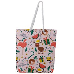 Colorful Funny Christmas Pattern Merry Xmas Full Print Rope Handle Tote (large) by Vaneshart