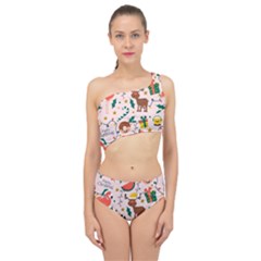 Colorful Funny Christmas Pattern Merry Xmas Spliced Up Two Piece Swimsuit by Vaneshart