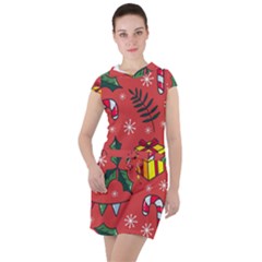 Colorful Funny Christmas Pattern Drawstring Hooded Dress by Vaneshart