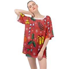 Colorful Funny Christmas Pattern Oversized Chiffon Top by Vaneshart