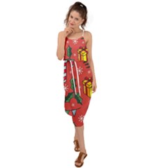 Colorful Funny Christmas Pattern Waist Tie Cover Up Chiffon Dress by Vaneshart