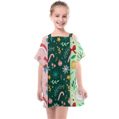 Hand Drawn Christmas Pattern Collection Kids  One Piece Chiffon Dress by Vaneshart