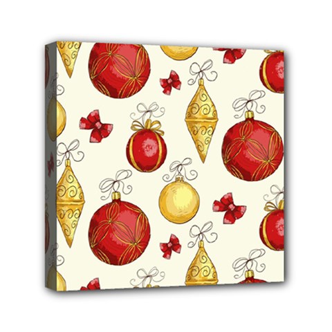 Vintage Christmas Pattern Background Mini Canvas 6  X 6  (stretched) by Vaneshart