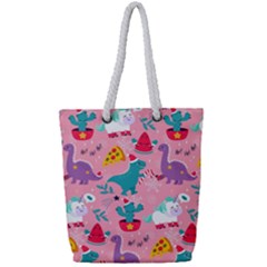 Colorful Funny Christmas Pattern Ho Ho Ho Full Print Rope Handle Tote (small) by Vaneshart