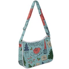 Vintage Christmas Pattern Zip Up Shoulder Bag by Vaneshart