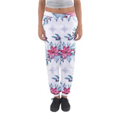 Watercolor Christmas Floral Seamless Pattern Women s Jogger Sweatpants by Vaneshart