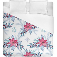 Watercolor Christmas Floral Seamless Pattern Duvet Cover (king Size) by Vaneshart