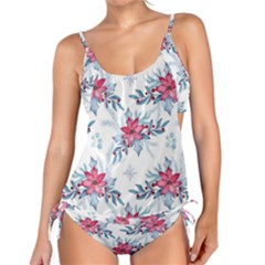 Watercolor Christmas Floral Seamless Pattern Tankini Set by Vaneshart