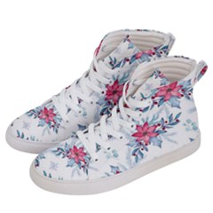 Watercolor Christmas Floral Seamless Pattern Men s Hi-top Skate Sneakers by Vaneshart