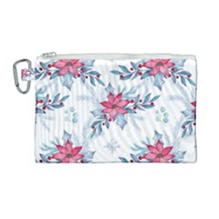 Watercolor Christmas Floral Seamless Pattern Canvas Cosmetic Bag (large) by Vaneshart