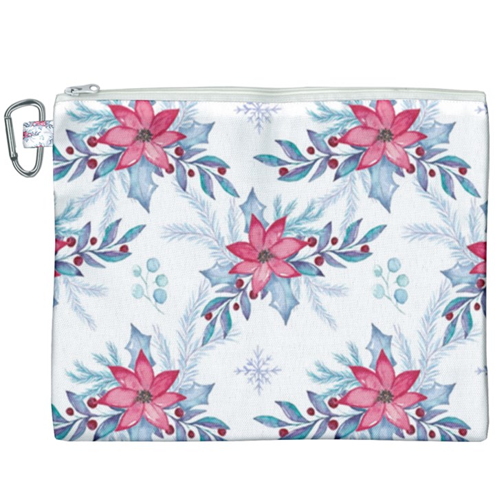 Watercolor Christmas Floral Seamless Pattern Canvas Cosmetic Bag (XXXL)