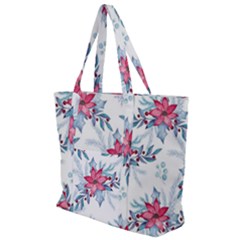 Watercolor Christmas Floral Seamless Pattern Zip Up Canvas Bag by Vaneshart