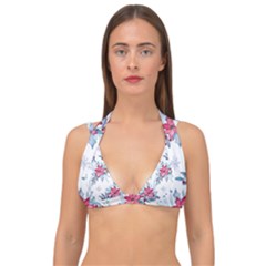 Watercolor Christmas Floral Seamless Pattern Double Strap Halter Bikini Top by Vaneshart