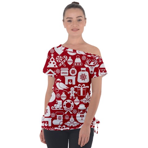 Christmas Seamless Pattern Icons Tie-up Tee by Vaneshart