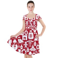 Christmas Seamless Pattern Icons Cap Sleeve Midi Dress by Vaneshart