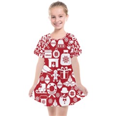 Christmas Seamless Pattern Icons Kids  Smock Dress by Vaneshart