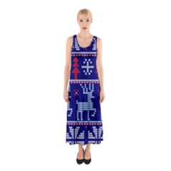 Knitted Christmas Pattern Sleeveless Maxi Dress by Vaneshart