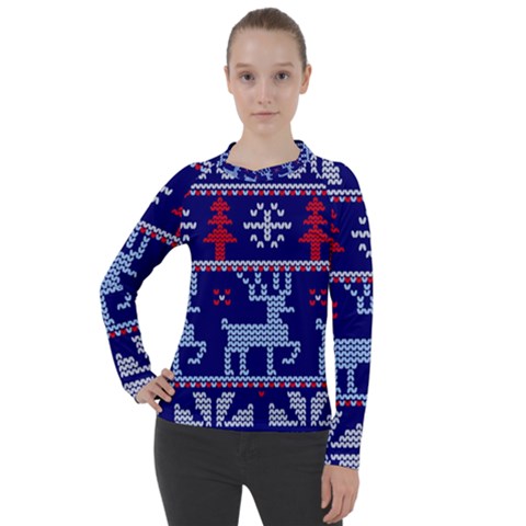 Knitted Christmas Pattern Women s Pique Long Sleeve Tee by Vaneshart