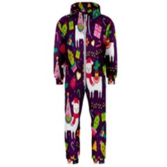 Colorful Funny Christmas Pattern Hooded Jumpsuit (men)  by Vaneshart