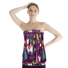 Colorful Funny Christmas Pattern Strapless Top by Vaneshart