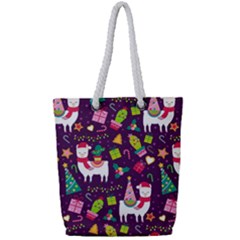 Colorful Funny Christmas Pattern Full Print Rope Handle Tote (small) by Vaneshart