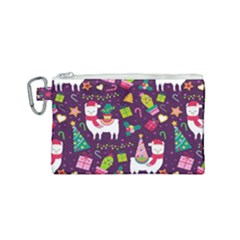 Colorful Funny Christmas Pattern Canvas Cosmetic Bag (small) by Vaneshart