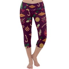 Christmas Pattern Collection Flat Design Capri Yoga Leggings by Vaneshart