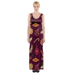 Christmas Pattern Collection Flat Design Thigh Split Maxi Dress by Vaneshart