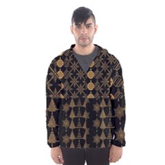 Golden Christmas Pattern Collection Men s Hooded Windbreaker by Vaneshart