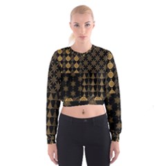 Golden Christmas Pattern Collection Cropped Sweatshirt by Vaneshart