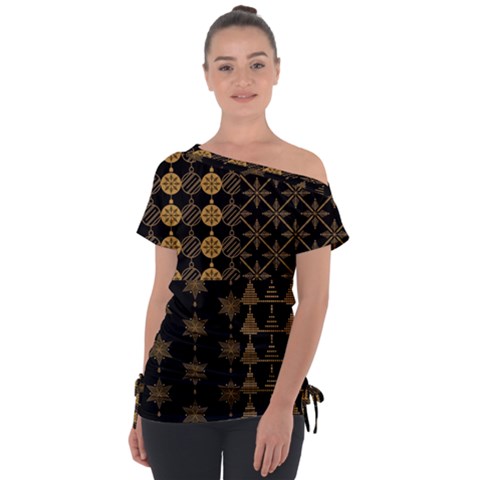 Golden Christmas Pattern Collection Tie-up Tee by Vaneshart