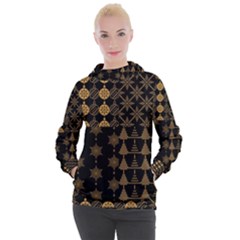 Golden Christmas Pattern Collection Women s Hooded Pullover