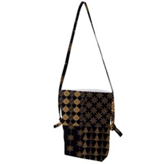 Golden Christmas Pattern Collection Folding Shoulder Bag by Vaneshart