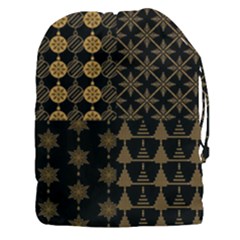 Golden Christmas Pattern Collection Drawstring Pouch (3xl) by Vaneshart