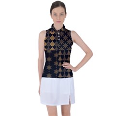 Golden Christmas Pattern Collection Women s Sleeveless Polo Tee by Vaneshart