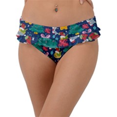 Colorful Funny Christmas Pattern Frill Bikini Bottom by Vaneshart