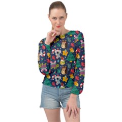 Colorful Funny Christmas Pattern Banded Bottom Chiffon Top by Vaneshart