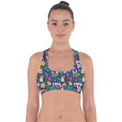 Colorful Funny Christmas Pattern Cross Back Hipster Bikini Top  by Vaneshart