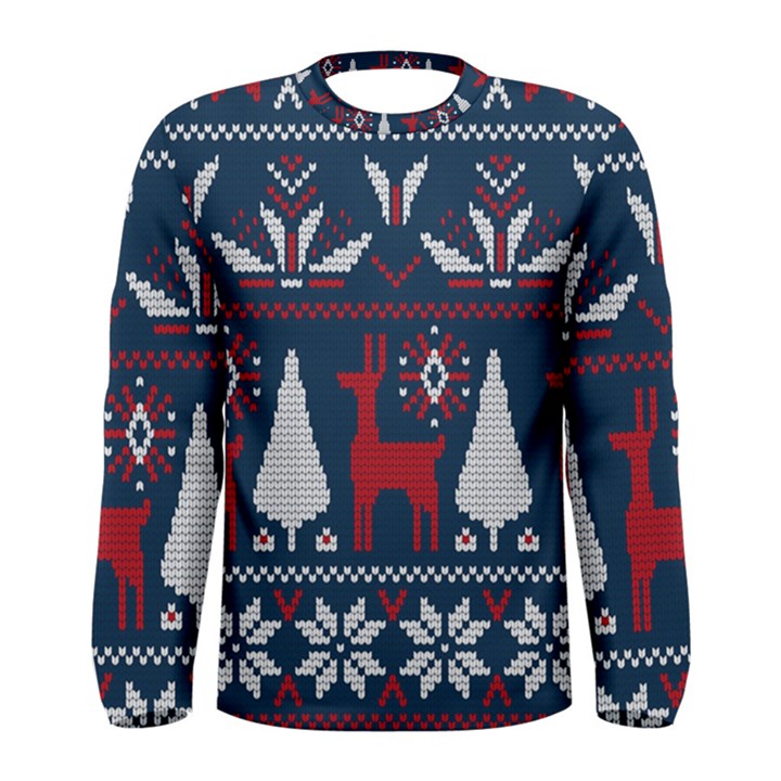 Knitted Christmas Pattern Men s Long Sleeve Tee