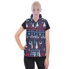 Knitted Christmas Pattern Women s Button Up Vest by Vaneshart