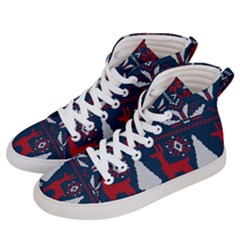 Knitted Christmas Pattern Women s Hi-top Skate Sneakers